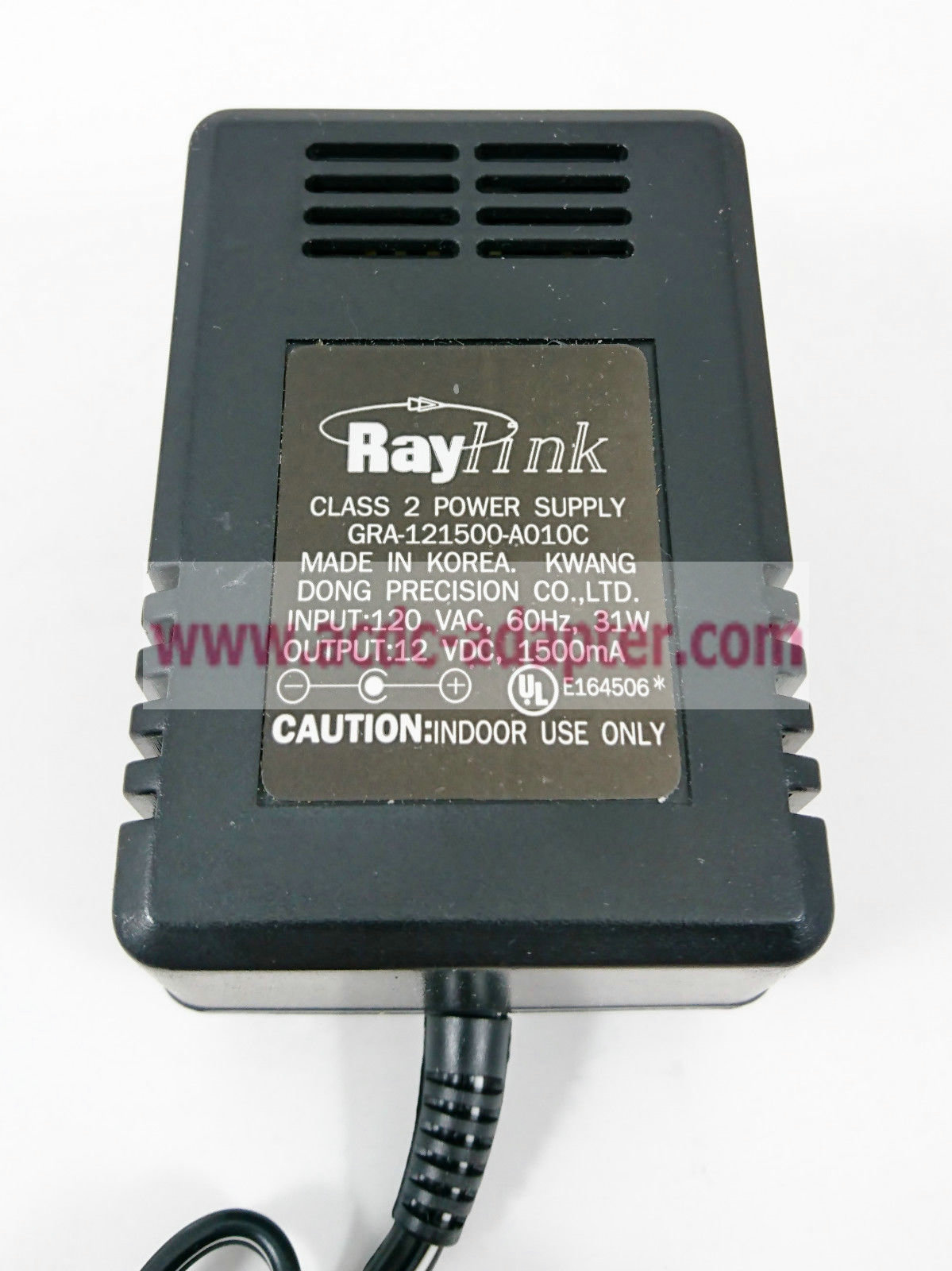 Brand new 12V 1500mA (1.5 Amp) Raylink GRA-121500-A010C 31W Class 2 Power Supply - Click Image to Close